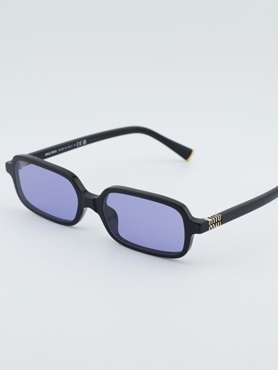 Miu Miu MU11ZS 16K01O Women Sunglasses Black Rectangle Frame, Violet Lenses main image 10